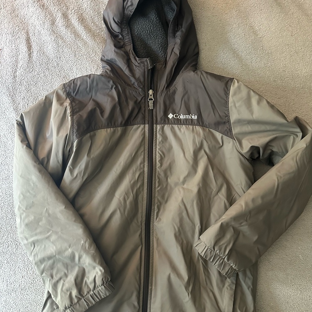 Columbia Hooded Jacket - Gray and Brown
